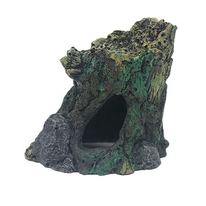 Rocky grotto with a dark cave entrance and green mossy texture.