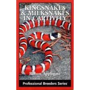 Red and white kingsnake coiled on a gray surface; cover reads Kingsnakes & Milk Snakes in Captivity.