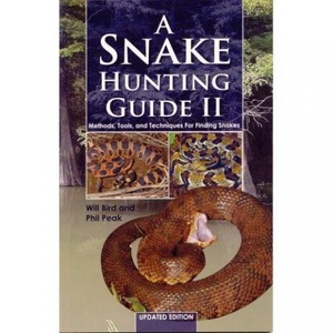 Book cover titled A Snake Hunting Guide II with a coiled brown snake and forest backdrop.