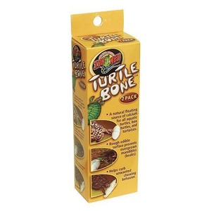 Bright yellow 2-pack Turtle Bone tortoise treats box with tortoise images and chews.