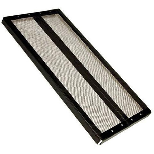 Rectangular air filter with a black frame and two metal mesh panels.