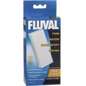 Fluval foam filter packaging showing a white foam block on a blue box.