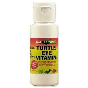 White bottle with yellow-green label reading "TURTLE EYE VITAMIN" by Nature Zone, eye health supplement.