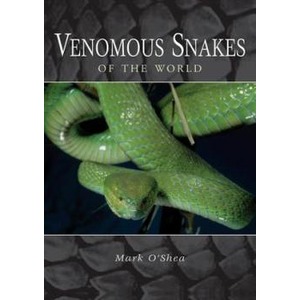 Green venomous snake coiled on a dark background; title Venomous Snakes of the World.