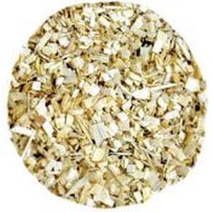 Circular disc covered in gold glitter and metallic flakes.