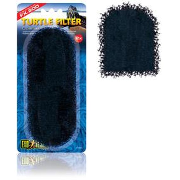 Turtle Filter packaging featuring a dark rectangular sponge and a separate dark textured swatch.