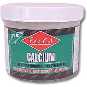Pep-Cal Calcium supplement jar with green label and white lid
