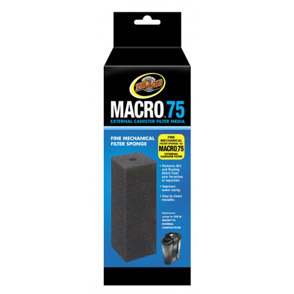 Macro 75 external canister filter media package with foam block and small canister.