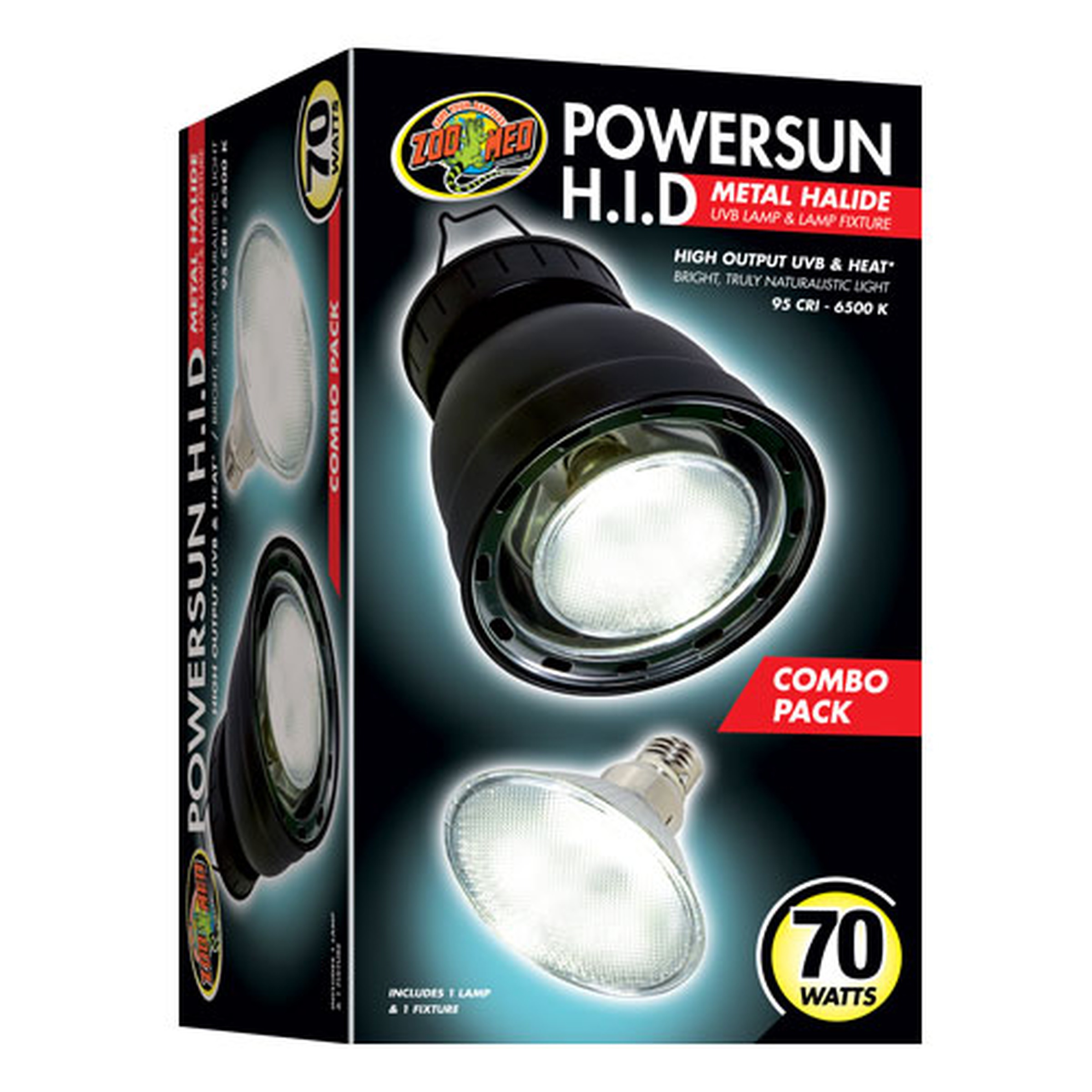 Powersun H.I.D. metal halide combo pack box with a high‑output lamp and reflector, 70 watts.