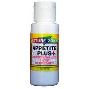 White bottle labeled Nature Zone Appetite Plus+ dietary supplement with a yellow band.