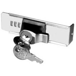 metal door latch with lock cylinder and keys on a ring