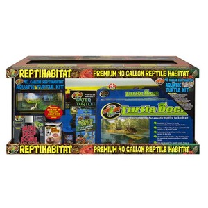Premium 40-gallon reptile habitat kit featuring aquatic turtle setup and Turtle Doc display.