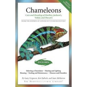 Book cover for Chameleons, showing a colorful chameleon perched on a branch.