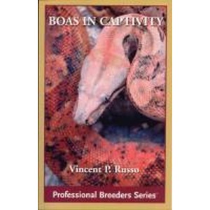 Two boas on a red patterned background, cover of Boas in Captivity, Professional Breeders Series.