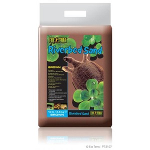 Brown Riverbed Sand bag with a large root graphic and green leaves on front.