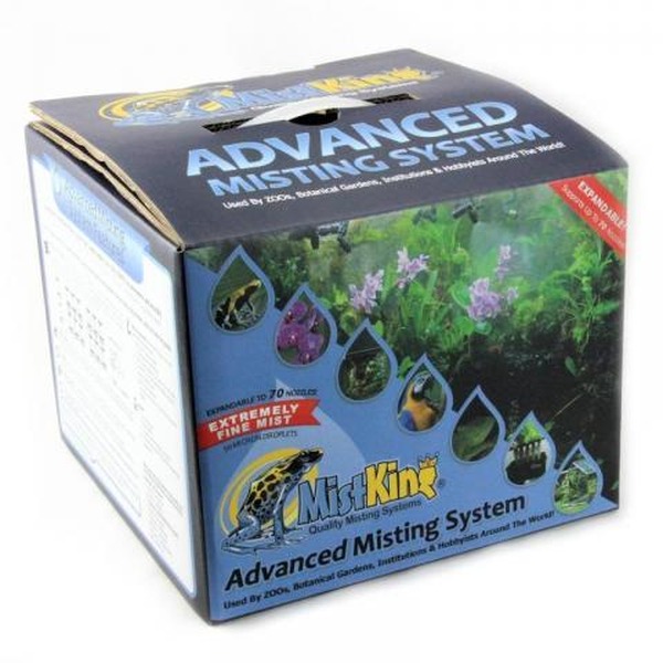 Boxed Advanced Misting System package with plant images and MistKing logo.