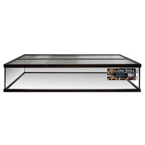 Low boy 50-gallon breeder flat aquarium with black frame and mesh top