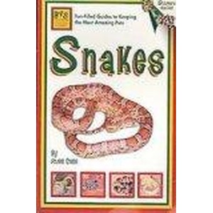 Coiled red snake on a book cover titled Snakes.