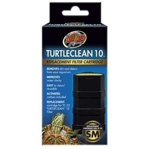 TurtleClean 10 replacement filter cartridge box with a turtle graphic and a black filter cartridge on a blue gradient background.