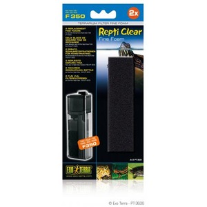 Exo Terra Repti Clear Fine Foam filter packaging featuring 2x foam blocks and a tall filter canister