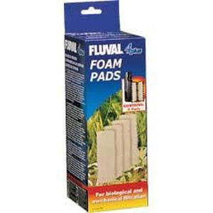 Fluval foam pads aquarium filtration packaging showing three beige foam sheets.