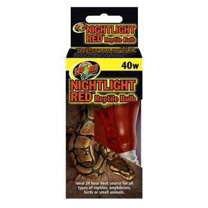 Nightlight Red Reptile Bulb packaging, 40W, showing a red bulb and a coiled snake.