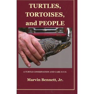 Maroon cover with a hand holding a small turtle, title Turtles, Tortoises, and People.