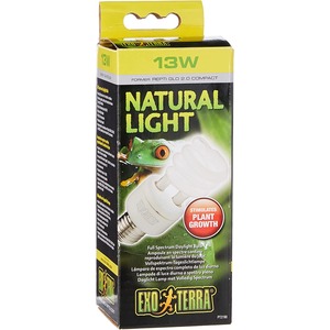 Exo Terra Natural Light 13W box with a frog image and a daylight bulb graphic.