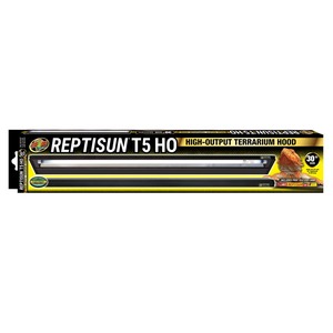 Reptisun T5 HO high-output terrarium hood packaging, 30-inch, with image of a lizard.