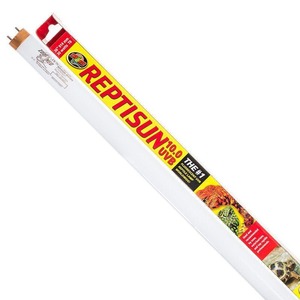 Long fluorescent reptile UVB lamp labeled Reptisun 10.0 UVB.