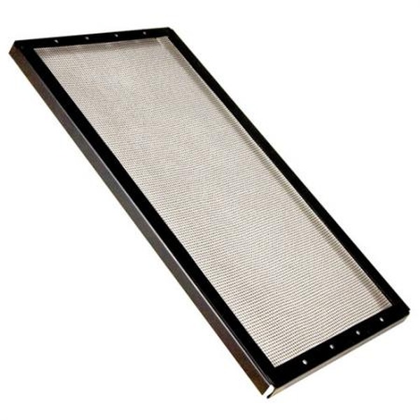 Rectangular air filter with a dark frame and beige pleated filter material.