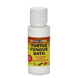 White bottle of Nature Zone Turtle Fungus Bath for preventing and treating fungal infections.