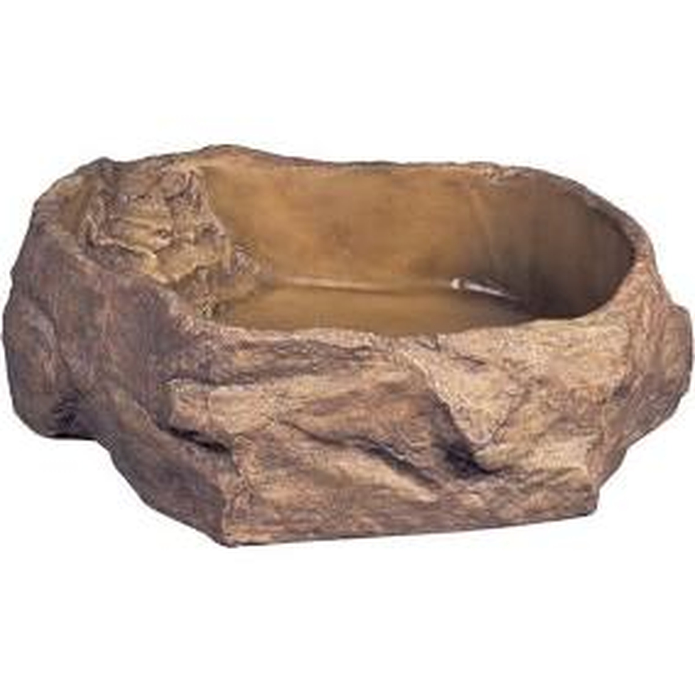 A weathered stone trough with a smooth, shallow basin.