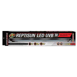 Package for Reptisun LED UVB 30", a T5 HO UVB terrarium hood with LEDs and timer.