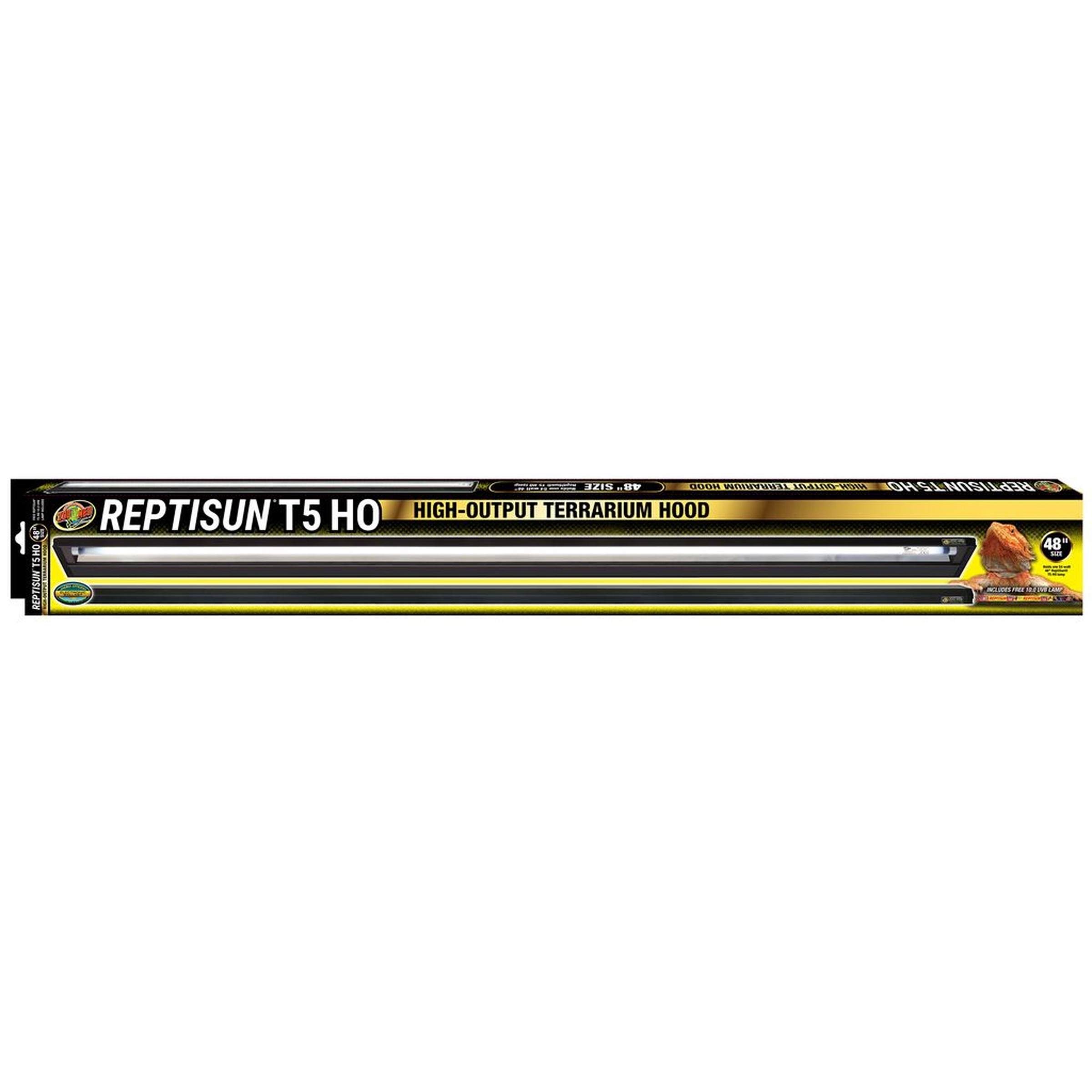 Reptisun T5 HO high-output terrarium hood packaging with a long fluorescent tube.