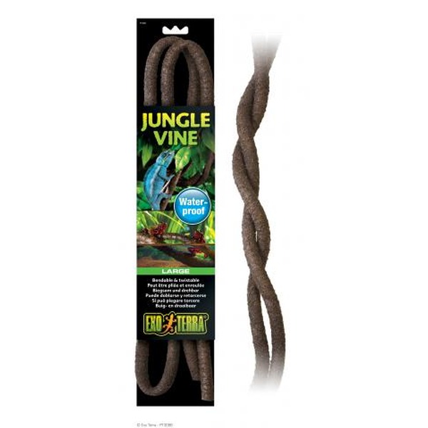 Jungle Vine water-proof braided vine product in packaging featuring a frog image and large size.