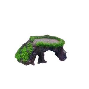 Rocky arch with bright green moss and small plants along the top, creating a hollow beneath.
