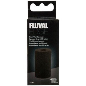 Fluval Edge pre-filter sponge in black packaging, showing a cylindrical sponge.