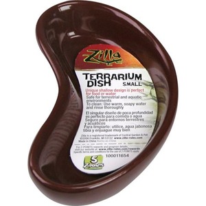 Curved brown terrarium dish with a label reading Terrarium Dish Small.