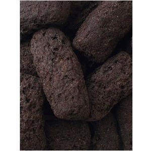 Close-up of dark brown, porous chocolate cookies.