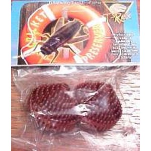 Box featuring a bee illustration and a sealed plastic bag with a dark red, oval object.