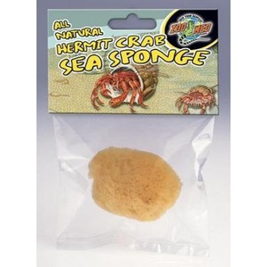 All-natural hermit crab sea sponge packaged in a clear bag with a beach scene and crabs.