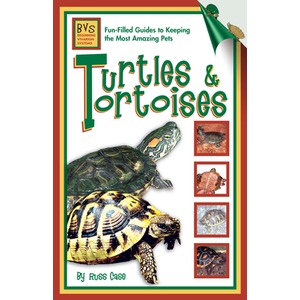 Book cover titled "Turtles & Tortoises" with a large turtle image and four small species photos, by Russ Case.