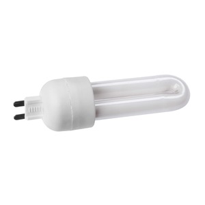 White compact fluorescent light bulb with two-pin base