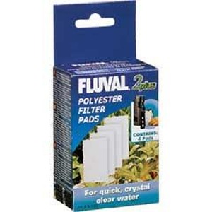 Fluval 2-pack polyester filter pads in blue box with white filter pads for aquariums.