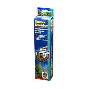 Box for a Tank Divider aquarium accessory; blue design with diagrams of a divided tank and fish.
