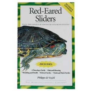 Book cover for Red-Eared Sliders with a realistic red-eared slider turtle illustration.