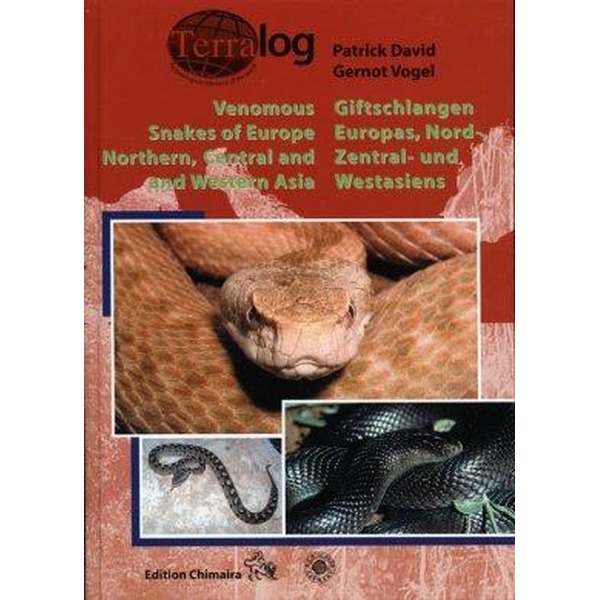 Cover showing a collage of venomous snakes with red title text about venomous snakes of Europe and Asia.