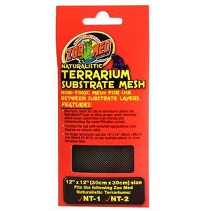 Red Zoo Med naturalistic terrarium substrate mesh packaging featuring a black mesh panel.