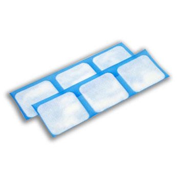 Six white wipe sheets with blue borders arranged in a fan.